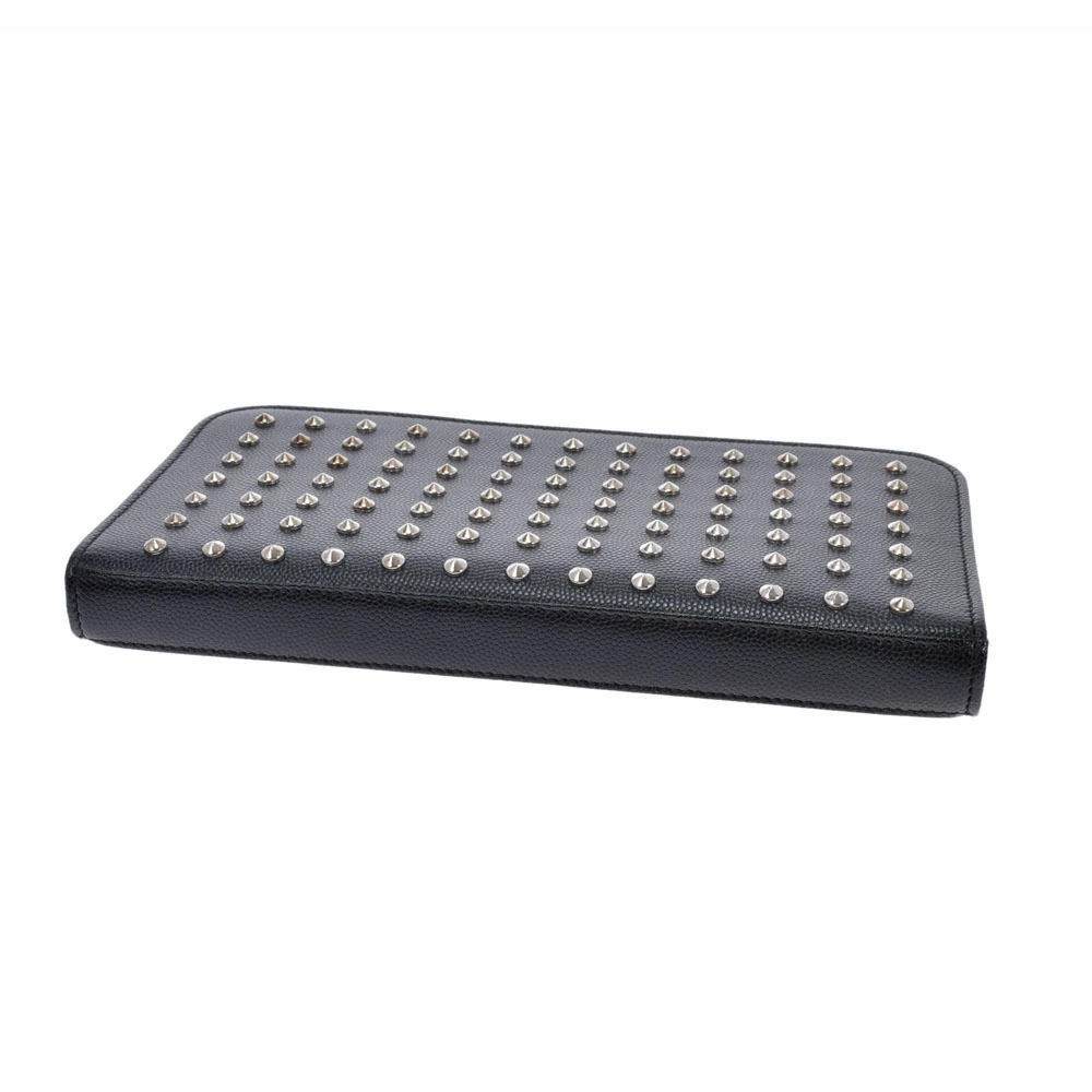 SAINT LAURENT Round Zipper Studded Black Calfskin Long Wallet - Picture 3 of 8